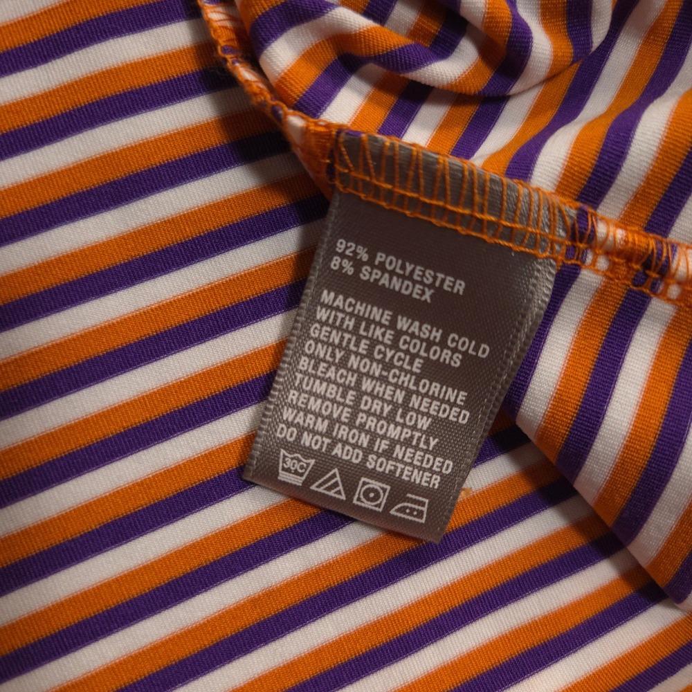 Onward Reserve Men's Orange Purple Striped Polo - Picture 7 of 8